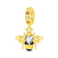 Golden Bee with Heart Crystal Dangle Charm