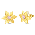 Golden Blossom Heart Stud Earrings