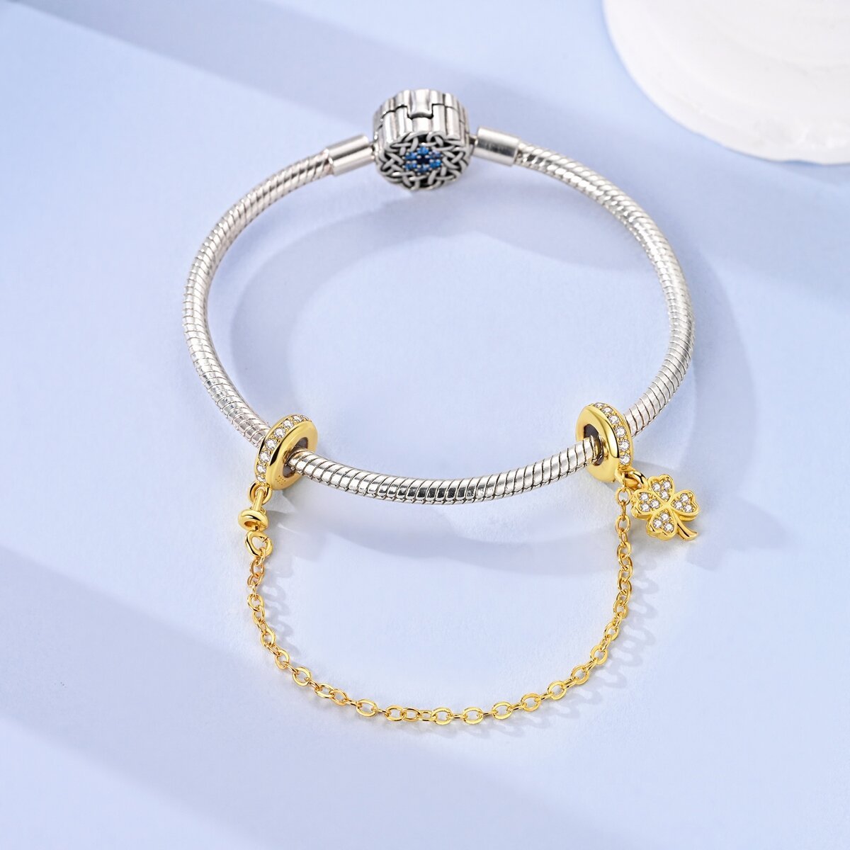 Golden Clover Safety Chain Charm