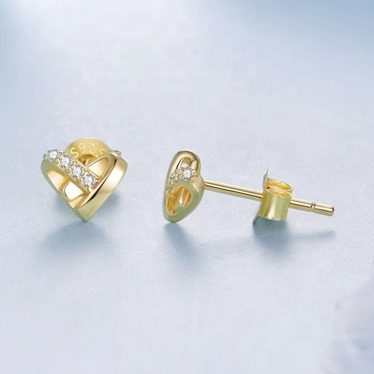 Golden Embrace Heart Stud Earrings