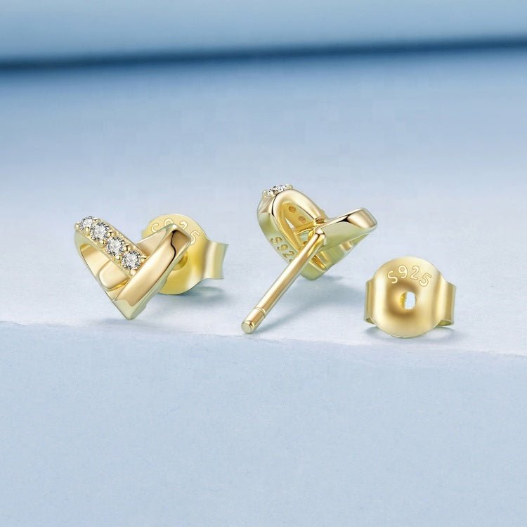Golden Embrace Heart Stud Earrings