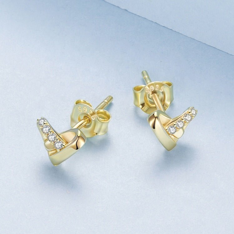Golden Embrace Heart Stud Earrings