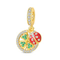 Golden Four-Leaf Clover & Ladybug Lucky Dangle Charm