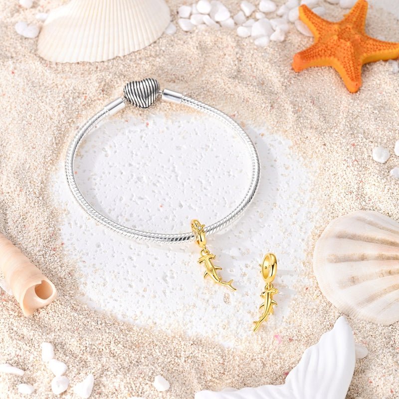 Golden Hammerhead Shark Dangle Charm