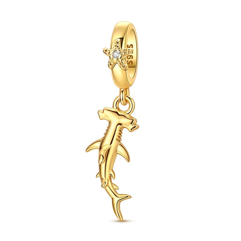 Golden Hammerhead Shark Dangle Charm