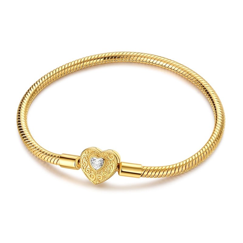 Golden Heart Clasp Snake Chain Bracelet