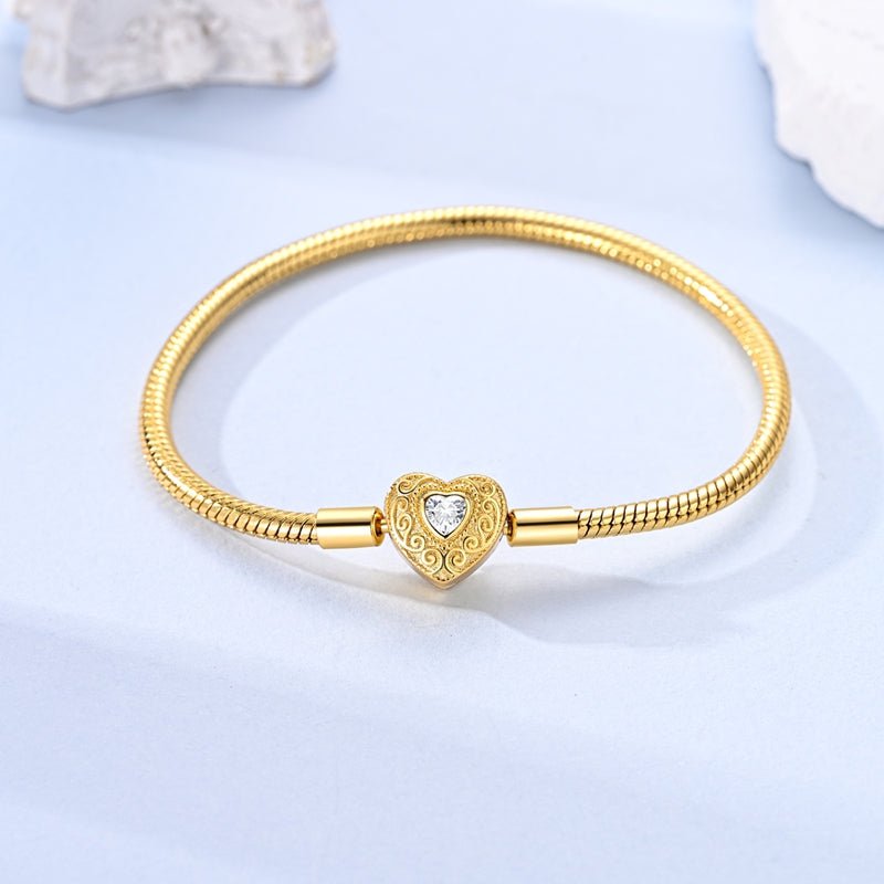 Golden Heart Clasp Snake Chain Bracelet