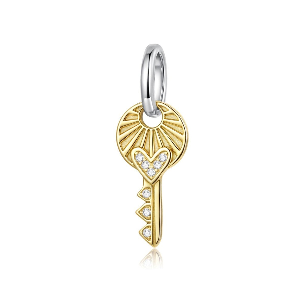 Golden Heart Key Charm