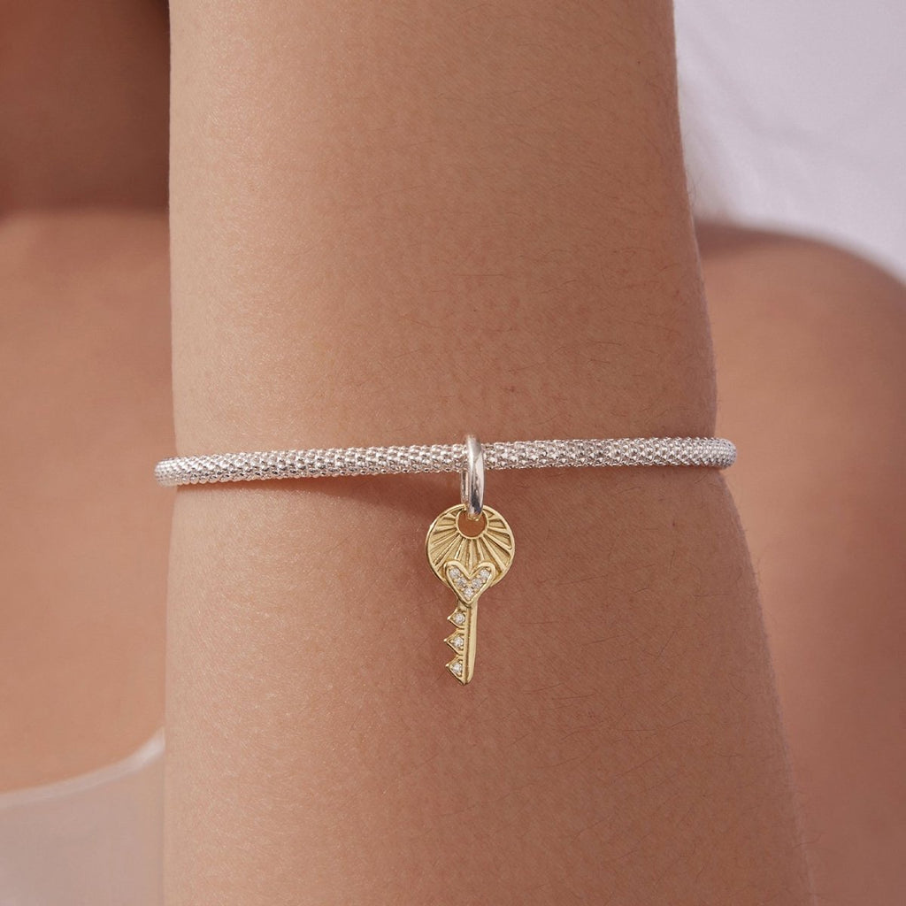 Golden Heart Key Charm