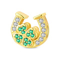 Golden Horseshoe with Green Clover Lucky Charm
