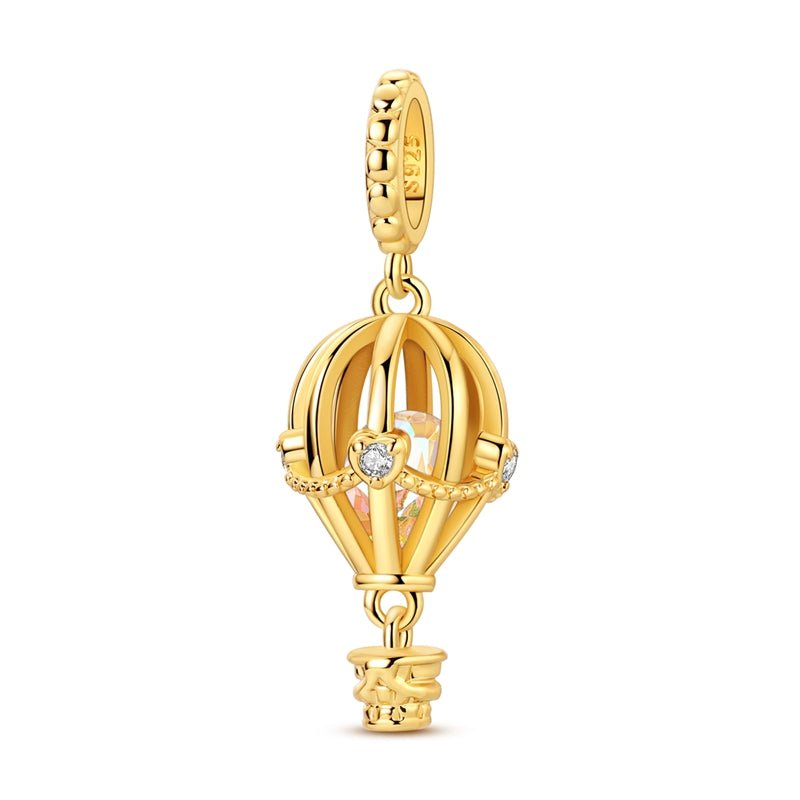 Golden Hot Air Balloon Dangle Charm