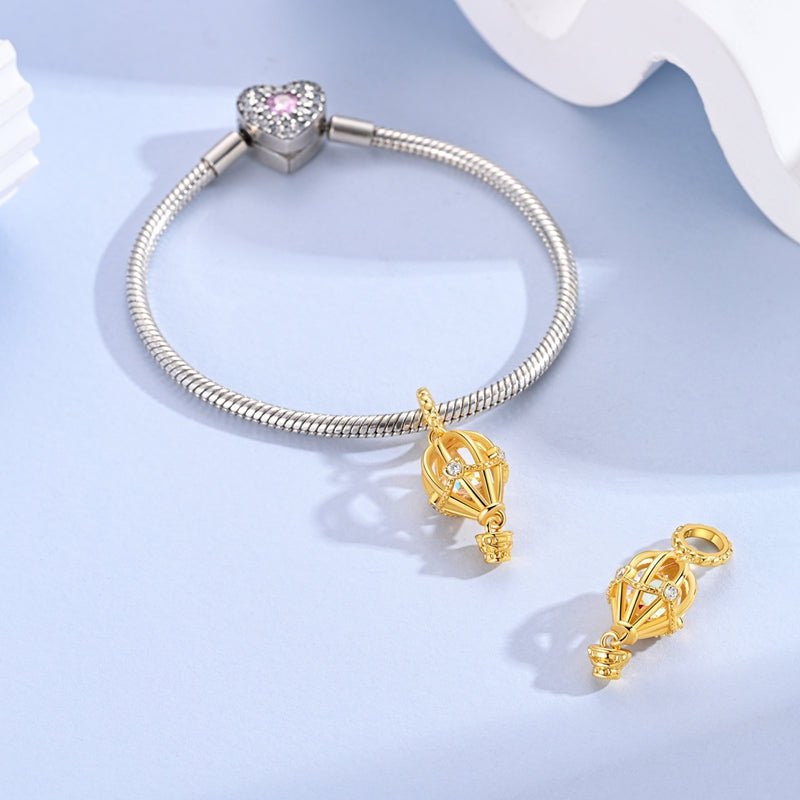 Golden Hot Air Balloon Dangle Charm