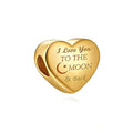 Golden I Love You to the Moon & Back Heart Charm