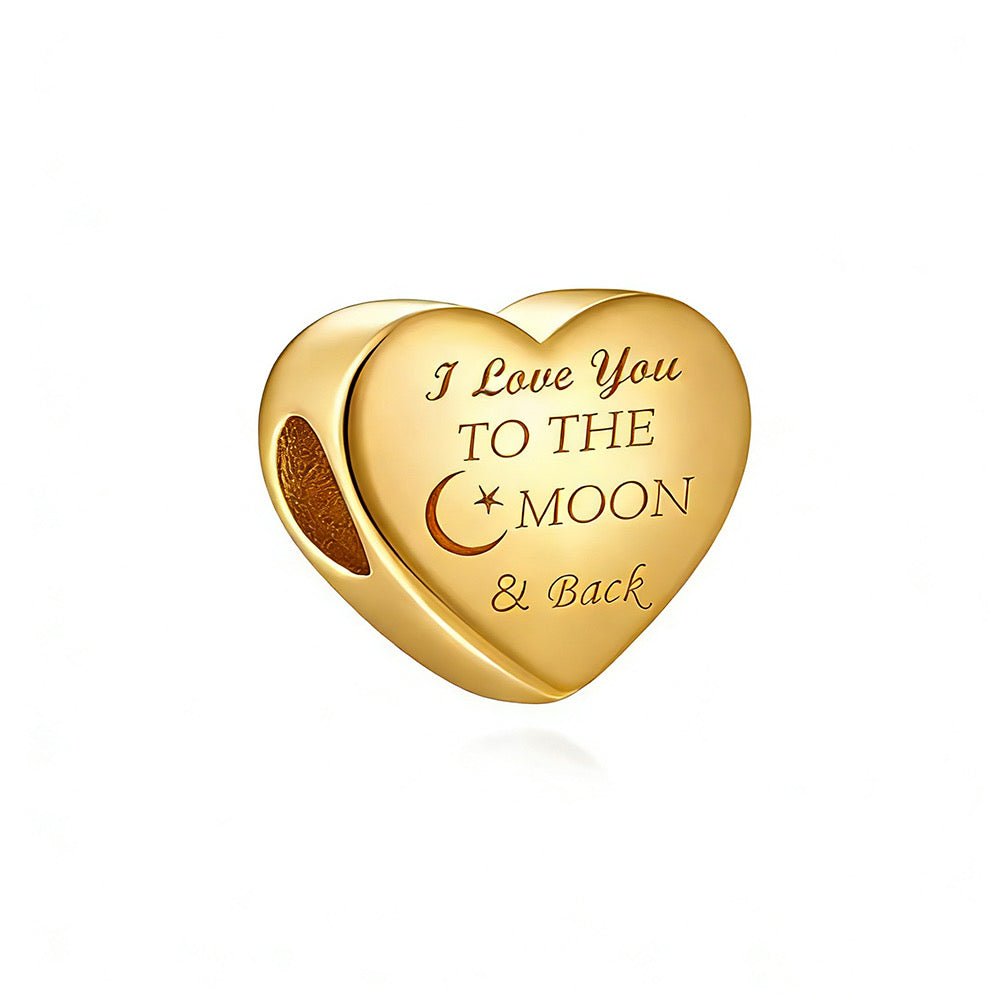 Golden I Love You to the Moon & Back Heart Charm