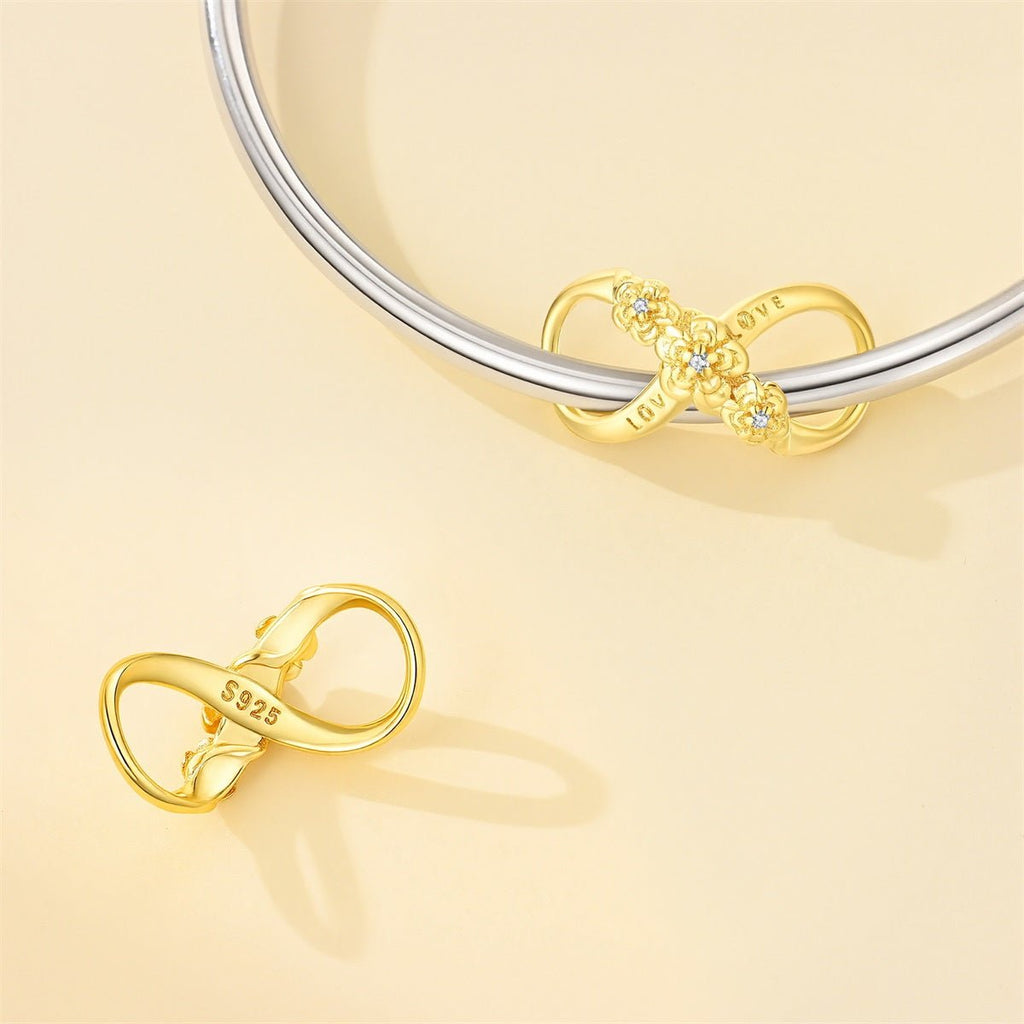 Golden Infinity “Love” Floral Charm
