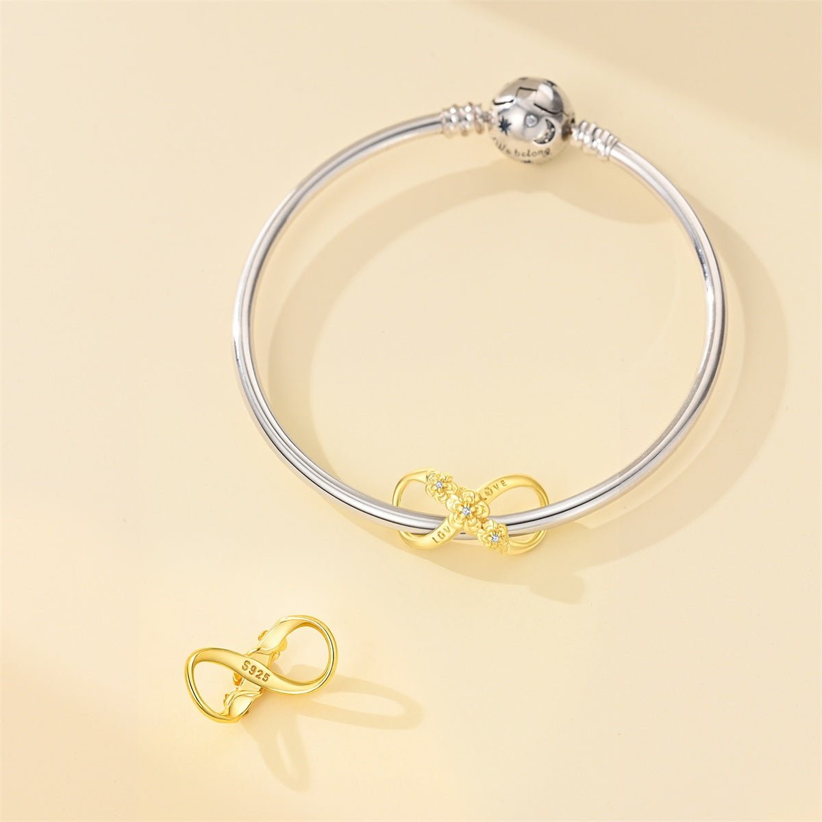 Golden Infinity “Love” Floral Charm