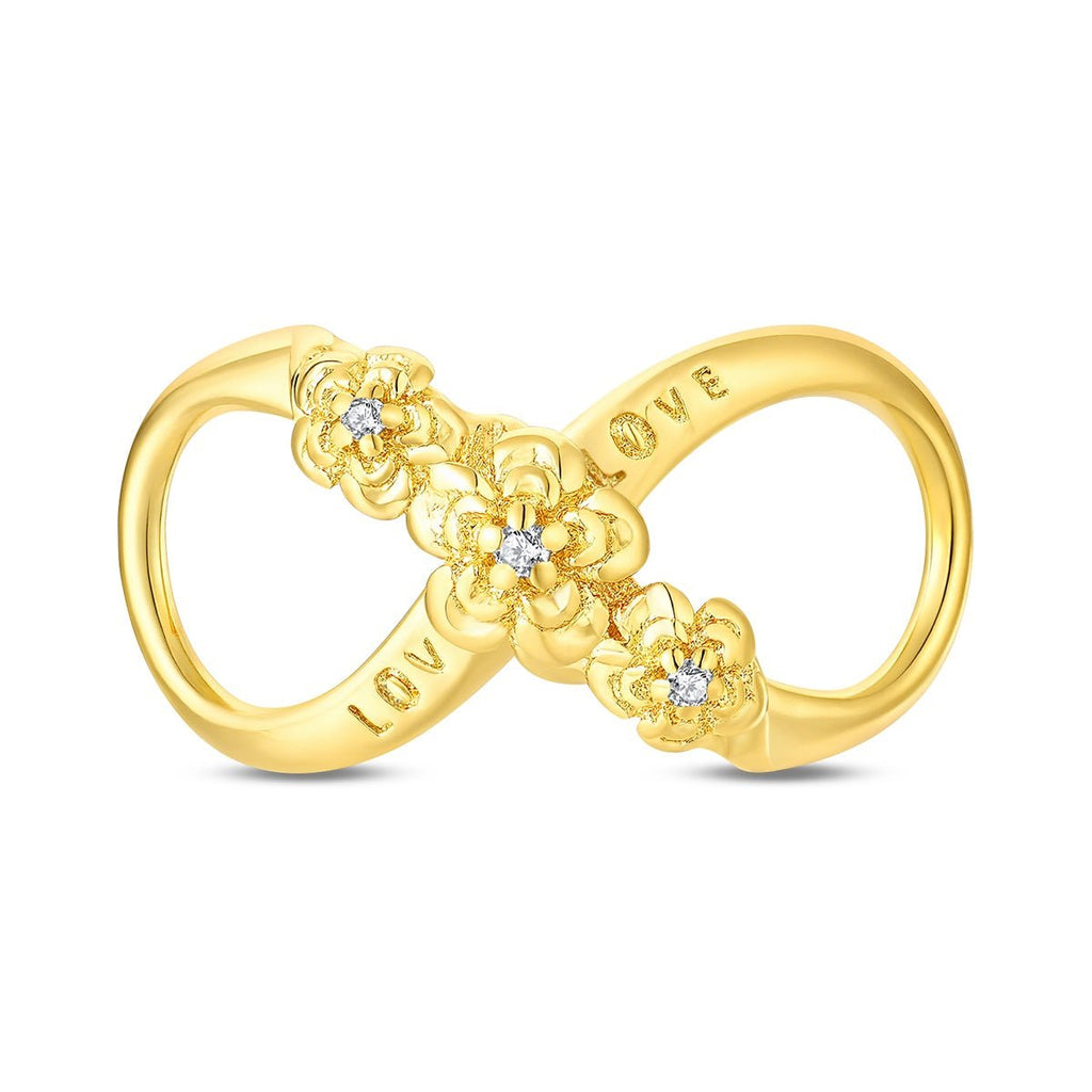 Golden Infinity “Love” Floral Charm