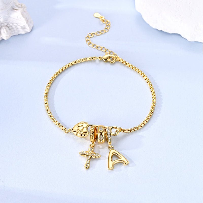 Golden Safety Pin Heart Bracelet