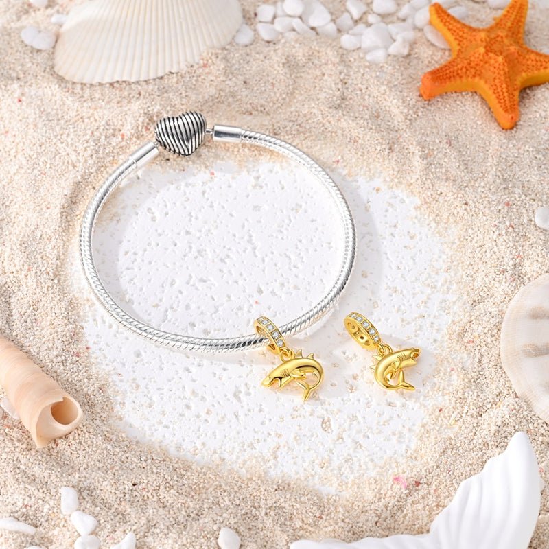 Golden Shark Dangle Charm