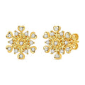 Golden Snowflake Heart Stud Earrings