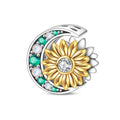 Golden Sunflower & Crescent Moon Charm