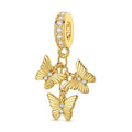 Golden Triple Butterfly Dangle Charm