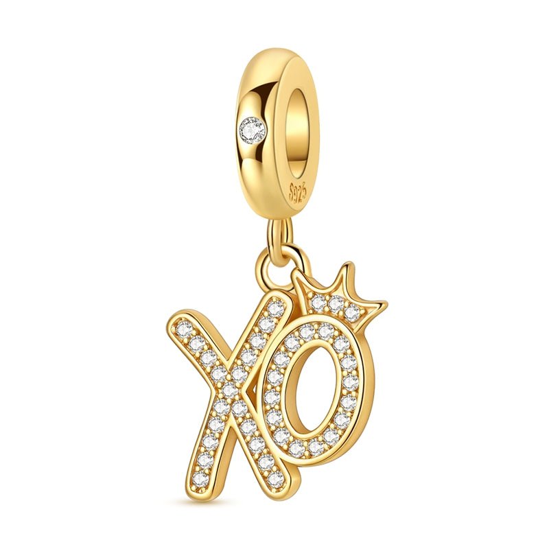 Golden XO Crown Dangle Charm