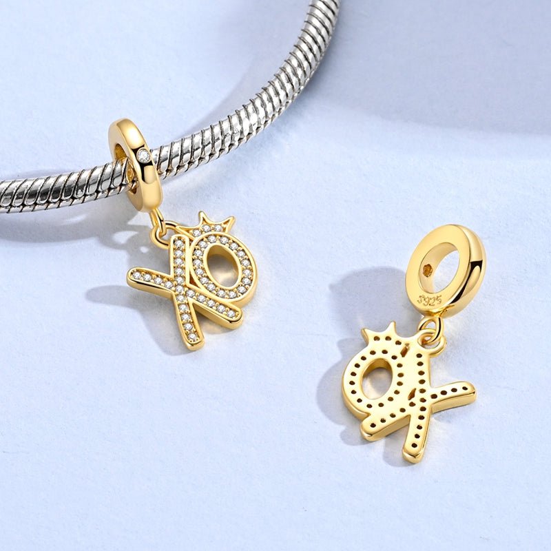 Golden XO Crown Dangle Charm