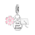 Graduation Cap, Pink Flower & “Live Your Dream” Dangle Charm