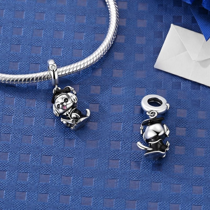 Graduation Dog with Diploma Dangle Charm
