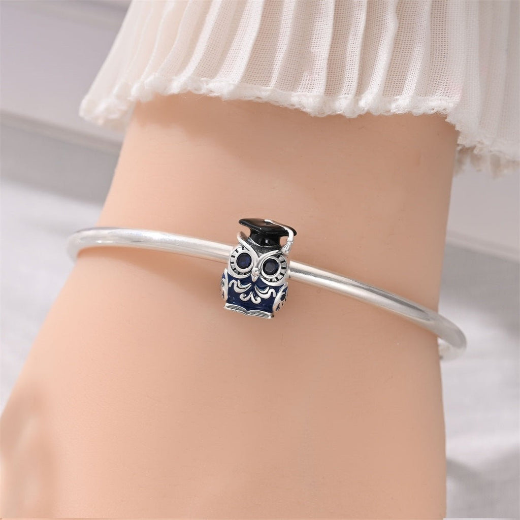 Graduation Owl with Blue Crystal Eyes Charm