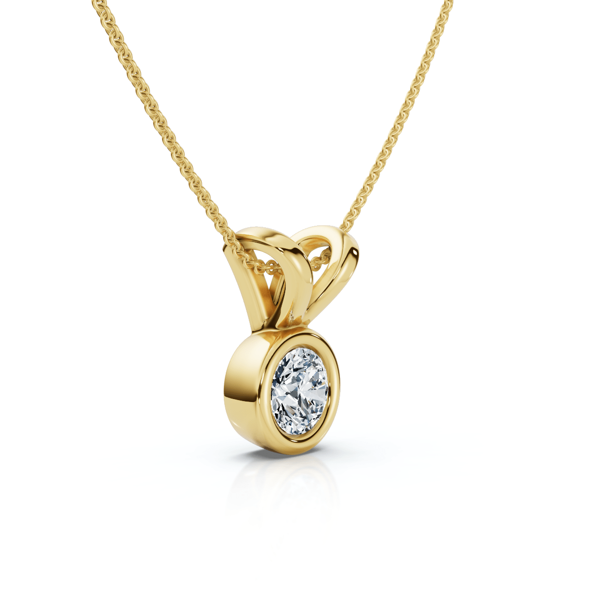 Dainty Stackable Solitaire Bezel Diamond Pendant 14k Gold Lab Grown EF/VS
