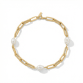 Aviv Anklet 18k Gold Plated 10" 8mm Paperclip and Freshwater Pearl