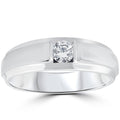 1/6CT Mens Diamond Solitaire Ring 10K White Gold Size Selectable