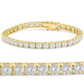 12 Ct. Round Cut Natural Diamond 14K Yellow Gold Round Cut Tennis Bracelet 7"