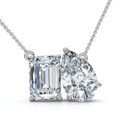 2Ct Pear and Emerald Cut Two Stone Toi et Moi Pendant 14k Gold Lab Grown