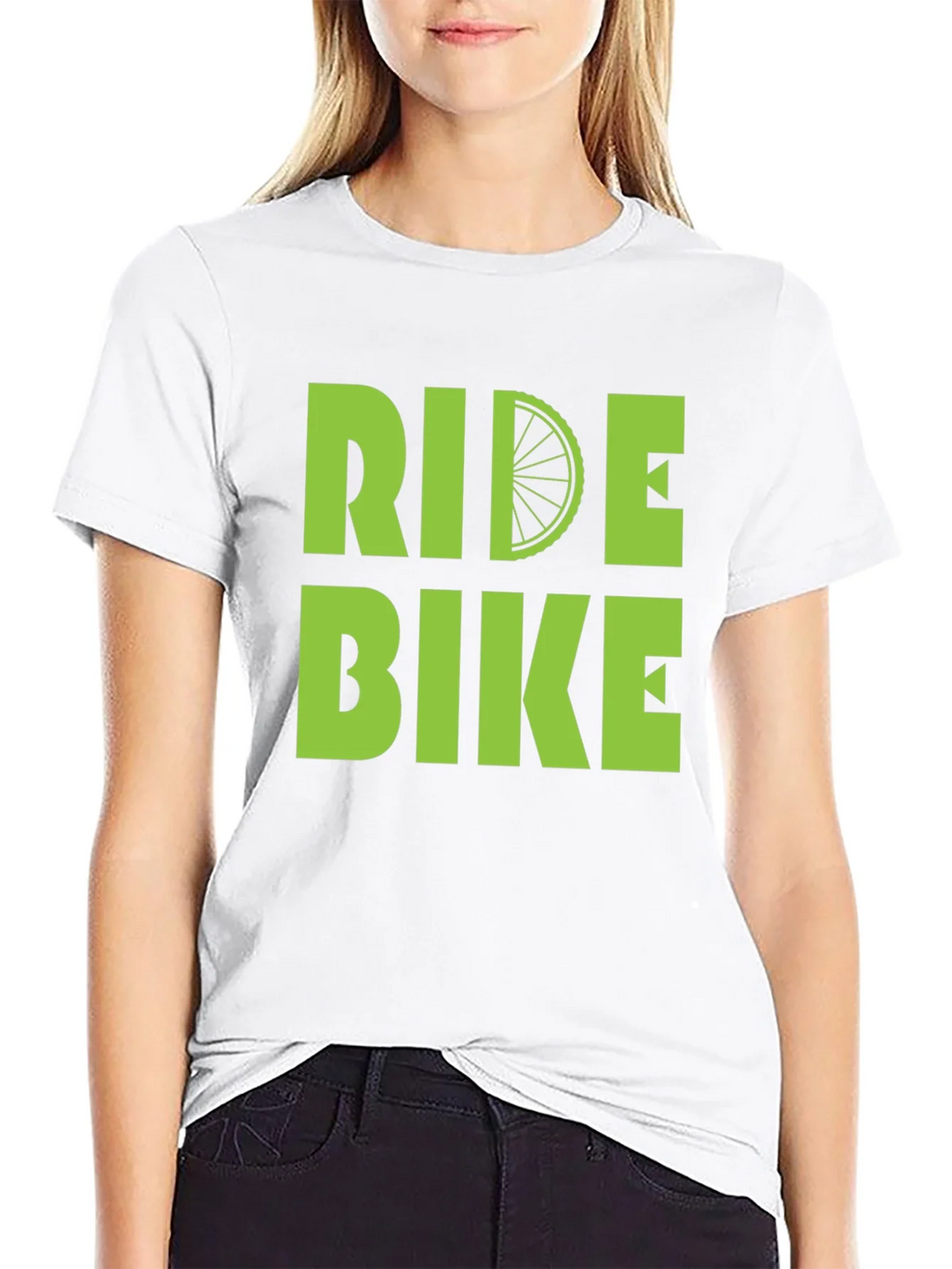 Ride Bike T-Shirt - Green Graphic Print