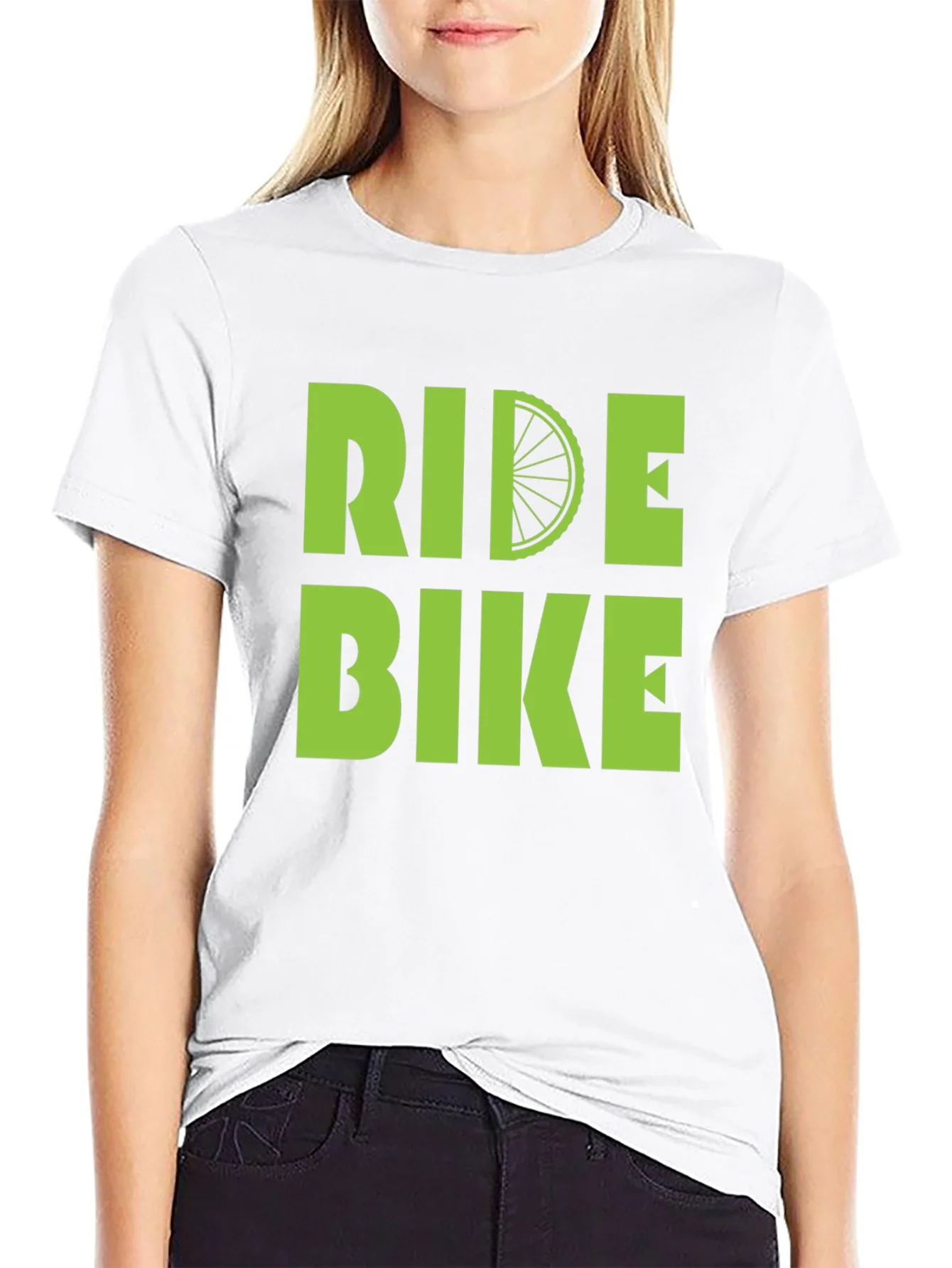 Ride Bike T-Shirt - Green Graphic Print