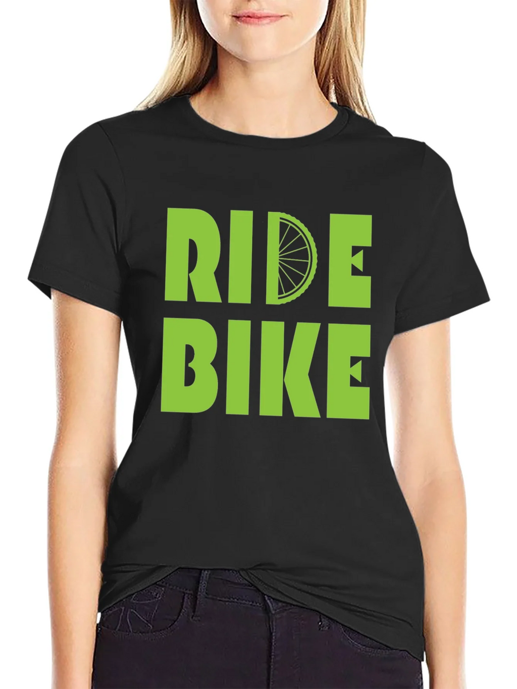 Ride Bike T-Shirt - Green Graphic Print