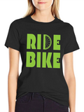 Ride Bike T-Shirt - Green Graphic Print