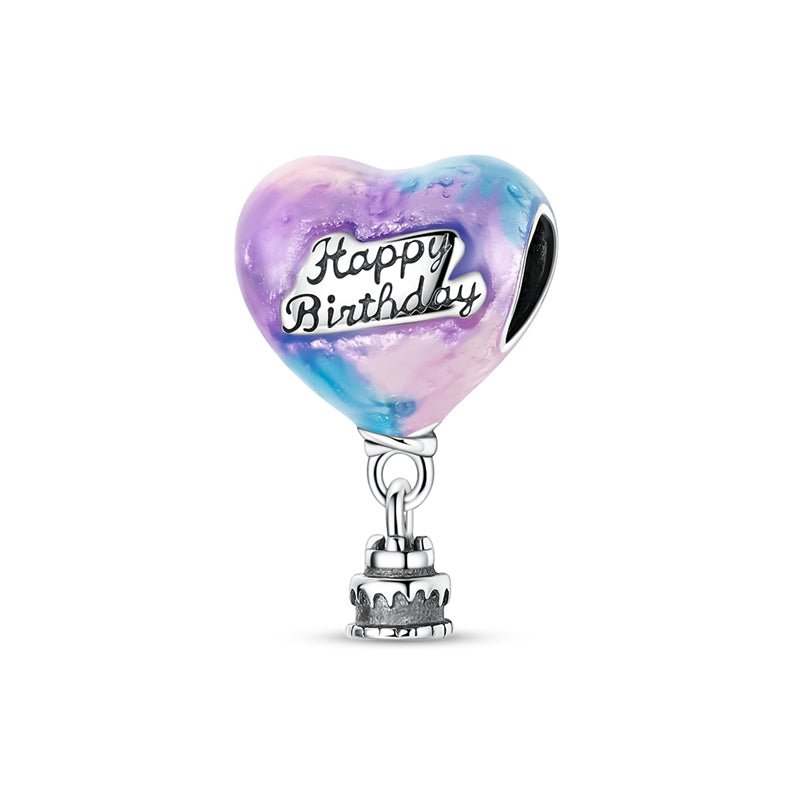 “Happy Birthday” Heart & Cake Dangle Charm