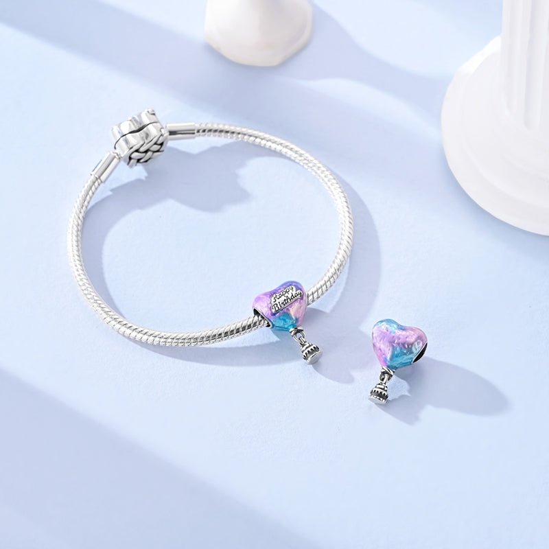 “Happy Birthday” Heart & Cake Dangle Charm