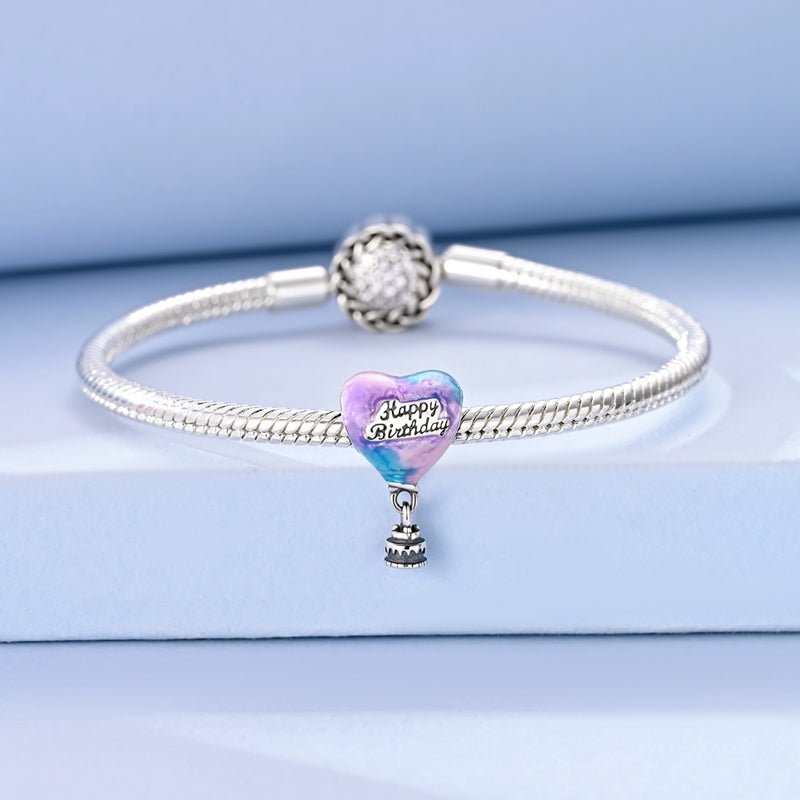 “Happy Birthday” Heart & Cake Dangle Charm