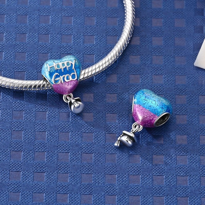 “Happy Grad” Heart & Cap Dangle Charm