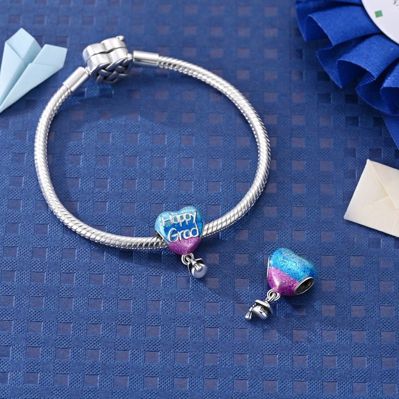 “Happy Grad” Heart & Cap Dangle Charm