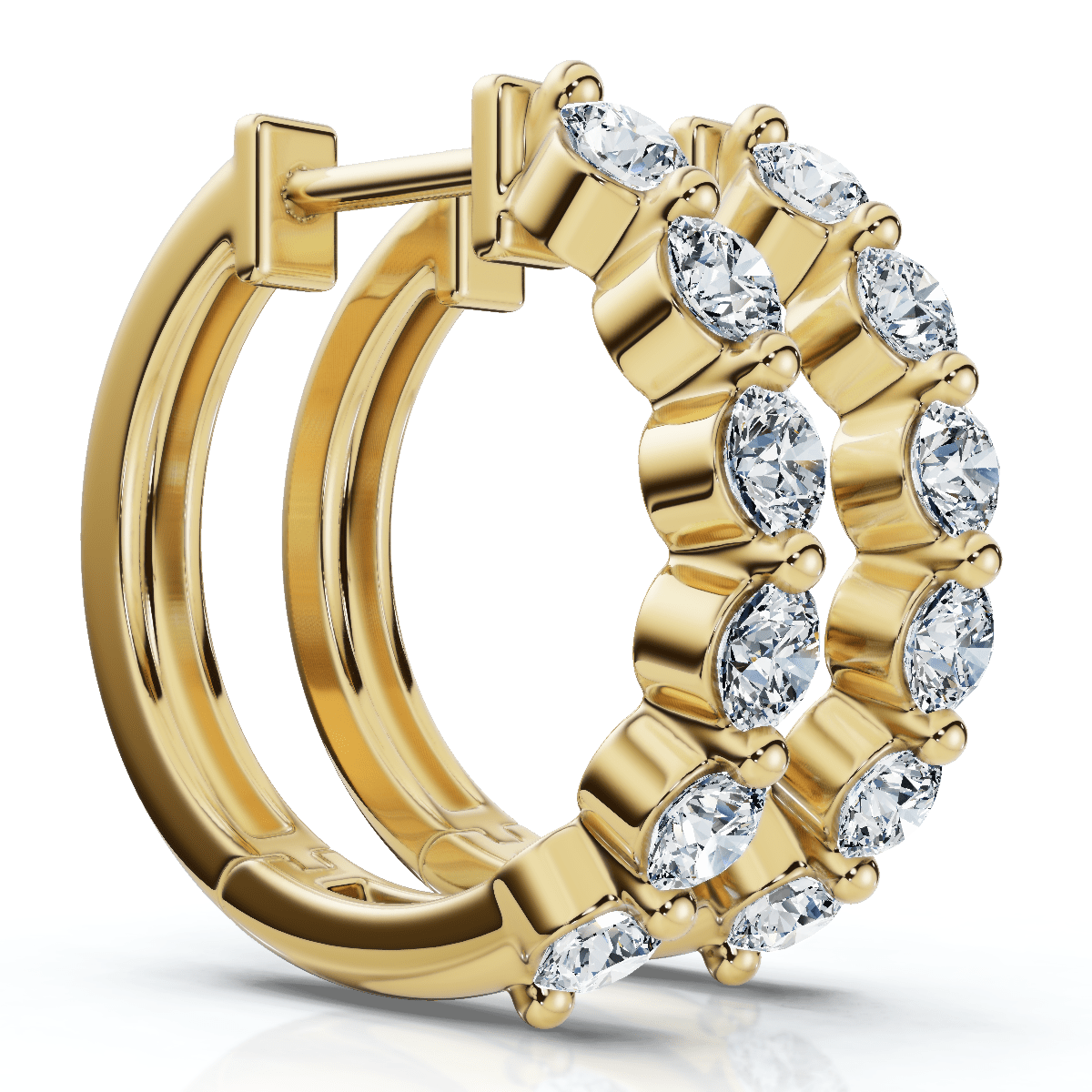 1Ct 6-Stone Diamond Hoops 10k Gold Lab Grown