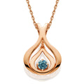Blue Diamond Solitaire Pendant & Chain 14k Rose Gold 5/8" Tall