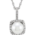 Sterling Silver 7mm Freshwater Cultured Pearl & .015 CTW Diamond 18" Necklace