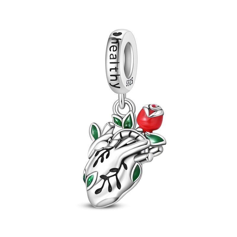 Healthy Heart with Rose Dangle Charm