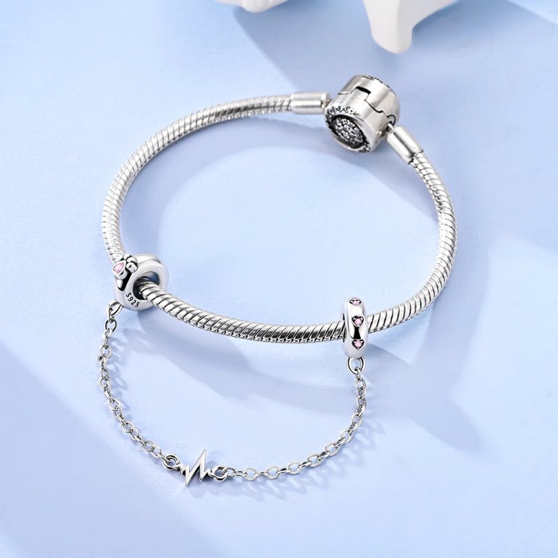 Heartbeat & Pink Paw Safety Chain Charm